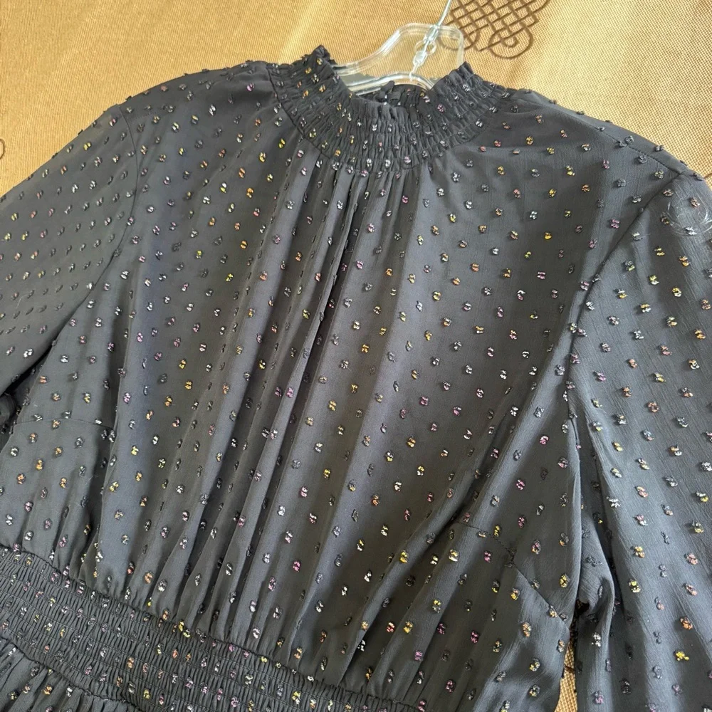 Torrid NWT! Mini Rainbow Clip Dot Blouson Sleeve Dress In Black Size 00 (M/L) - Picture 9 of 15